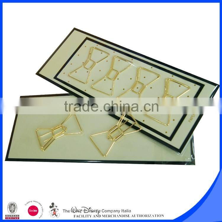 Hot metal paper clips bookmarks bow shape promotional gifts