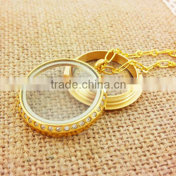 gold pendant 30mm screw top wedding rock crystal lockets pendant necklace