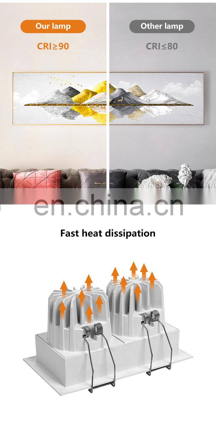 Commercial Anti Glare COB Aluminum Down Light Indoor Home Office 10W 2*10W 3*10W LED Linear Grille Lamp