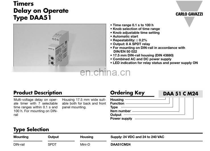 Original carlo gavazzi DAA51CM24B001 time delay relay