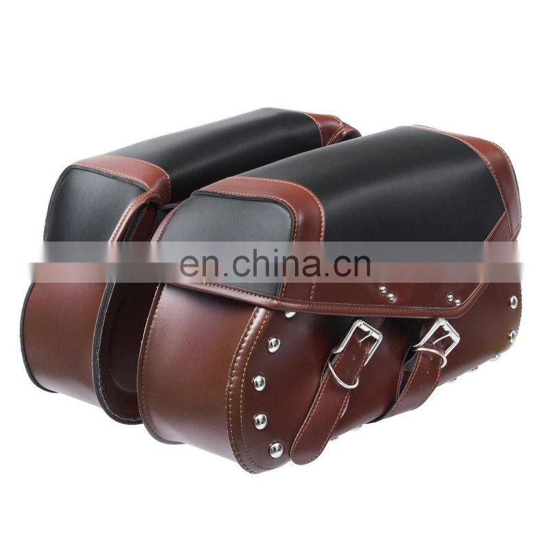 New Stylish Top Quality Motorbike Saddle Bags Waterproof PVC Studded Motorcycle Saddlebag Luggage Set Touring