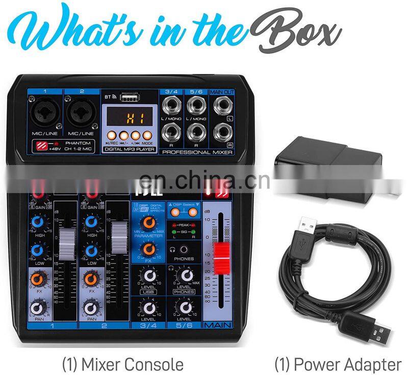 Professional Wireless DJ Audio Mixer - 6-Channel BT Compatible DJ Control
