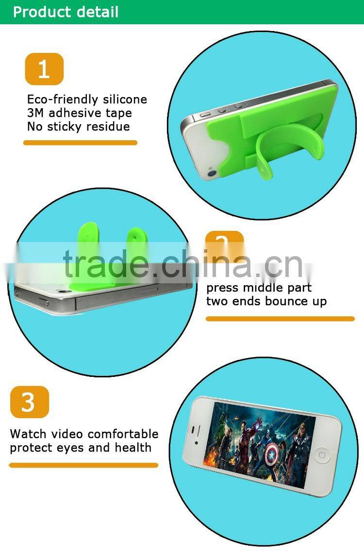 customer logo mobile phone card pockets touch u stand siicone smartphone wallet