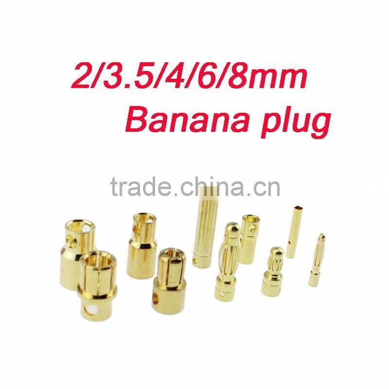 Gold Tone Metal Banana Plug Male Female Banana Bullet Connector