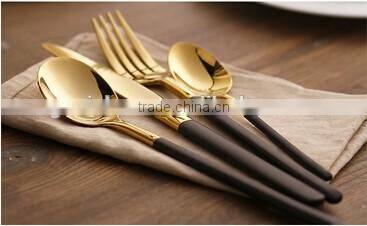 4pcs luxury flateware Cutlery Set/Tableware set gold with black handle