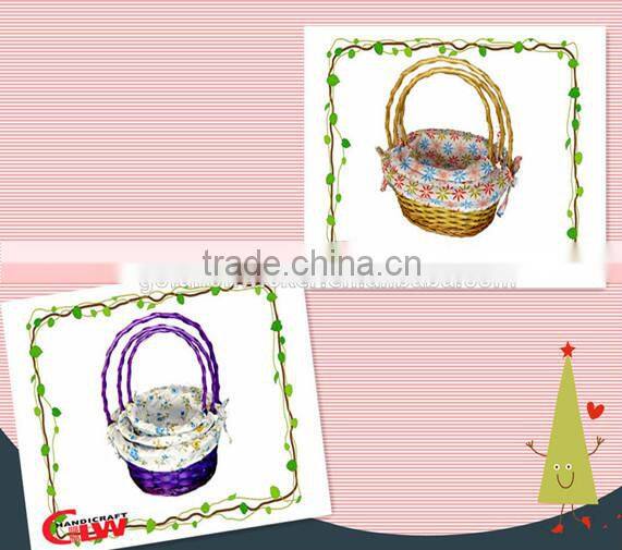 wicker picnic basket,basket,1 PC wood chip and split willow basket with handle