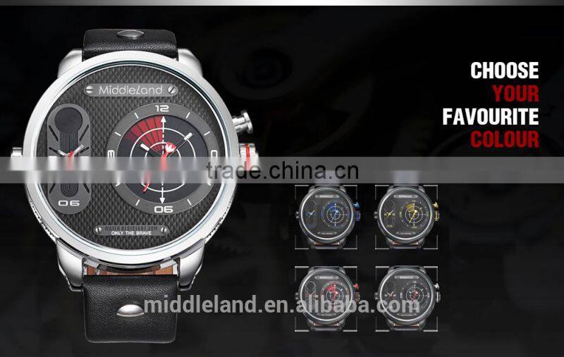 2015 hot fashion double time watch cheap leather band watches