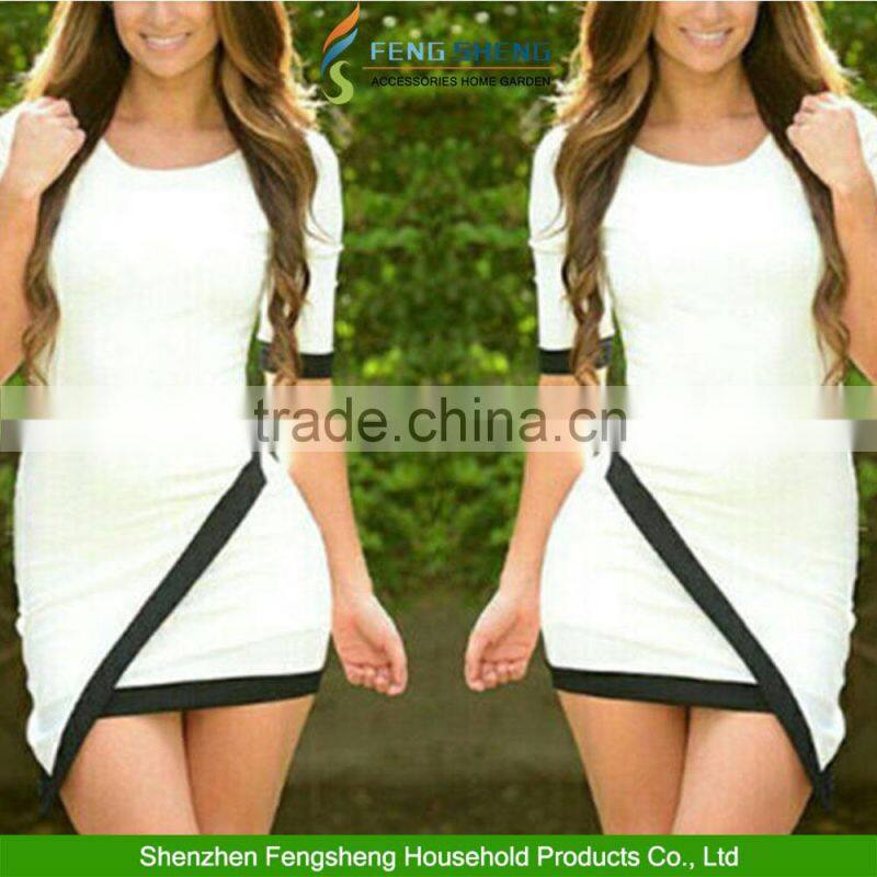 Women Sexy Fashion Lady Clothing Shoulder Irregular Black White Dress