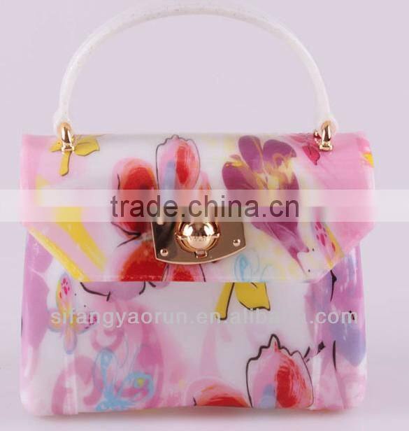 Fancy flower design hotsale fashionable small ladies handbag