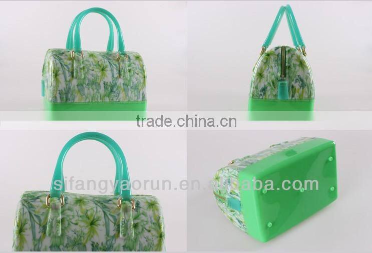 Latest fashion bag design/pvc handbags for women/beautiful flower handbag