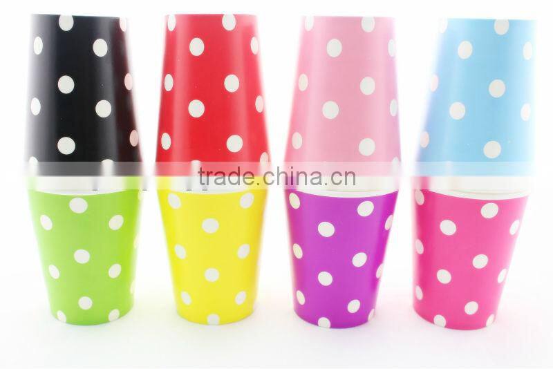250ml Disposable Paper Cups featuring Baby Pikn Polka Dot