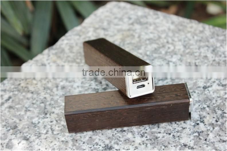 OEM products 2600mah powerbank wooden Material rectangle power bank