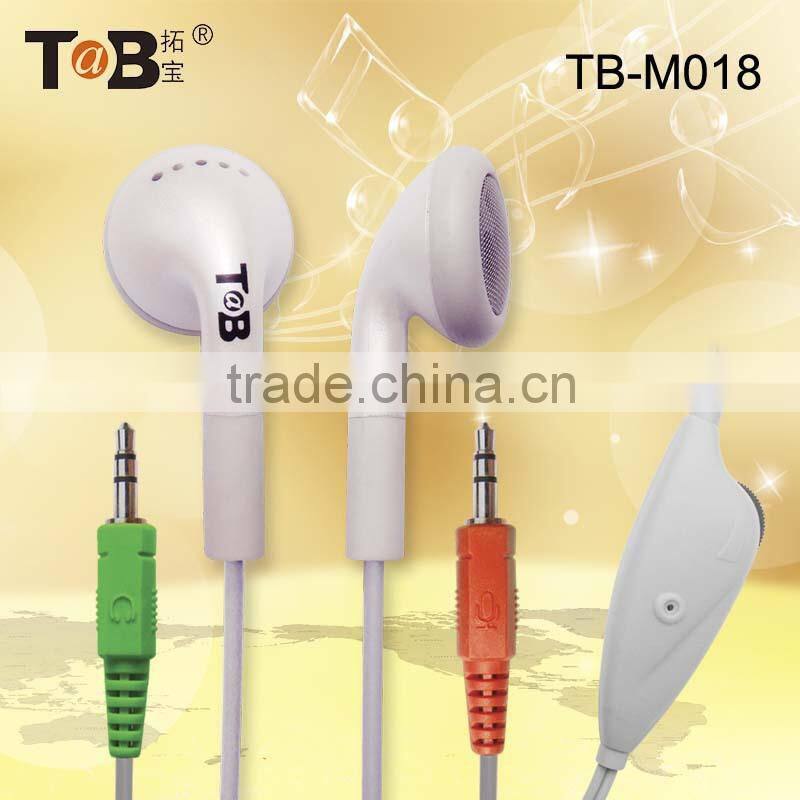 2015 high sensitivity stereo free samples PC computer Mp3 Mp4 earphone earbuds with mic and volume control