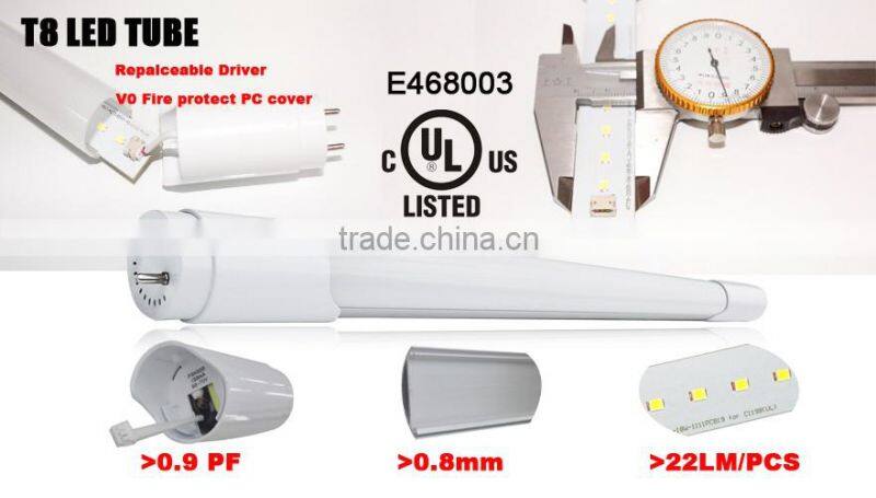 Hot sale 10w, 18w, 22w led t8 tube 1200mm DLC UL Certified