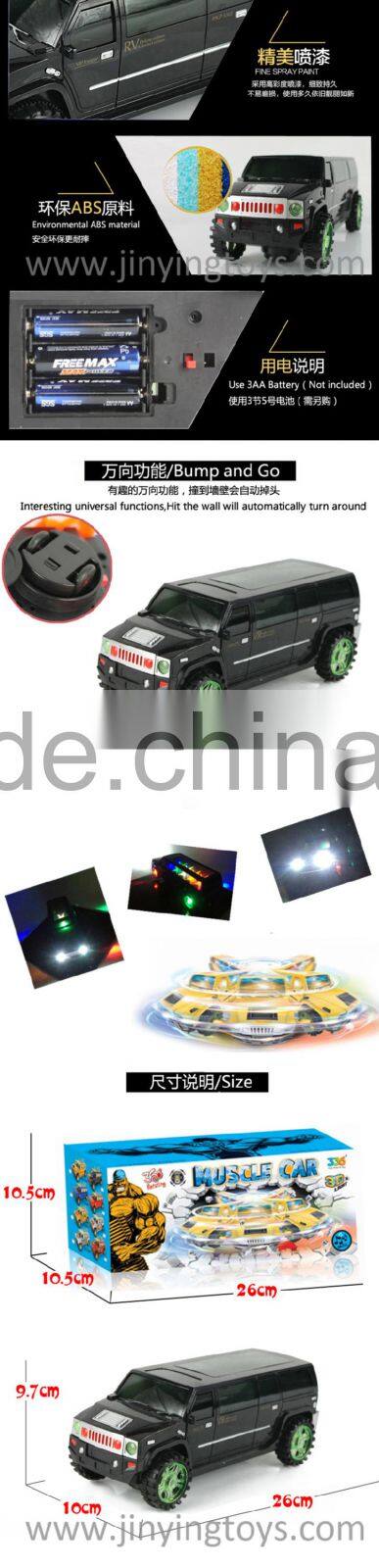 Kids play electric car toy with light and music