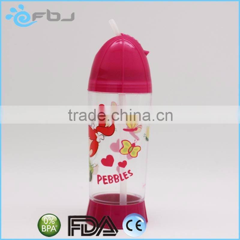 ~ Wholesale 250ML PC Plastic Type and Plastic Material Kids Water Bottle With Straw