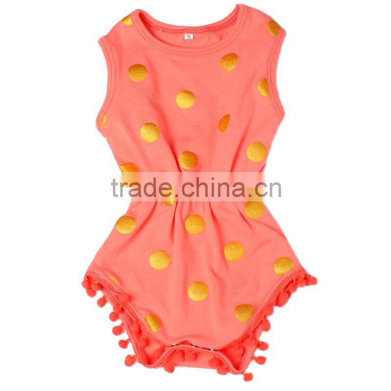 pink gold polka dots baby bodysuit wholesale infant clothing baby romper