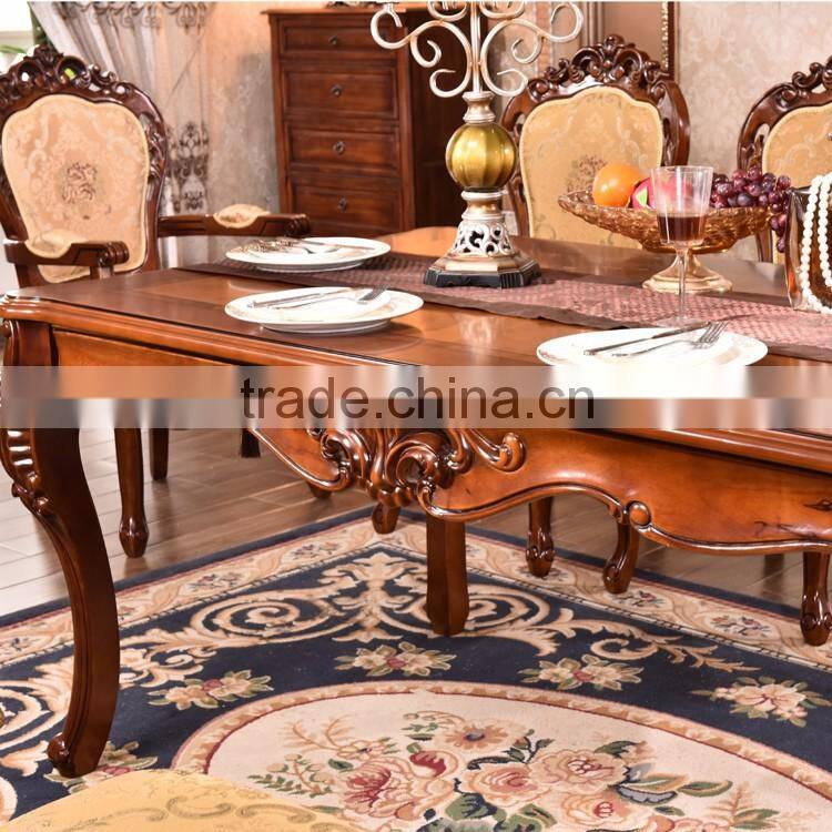 Dining room furniture antique carving wooden rectangle dining table