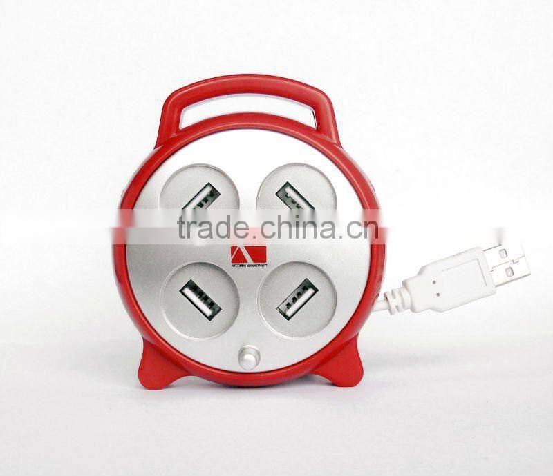 min hot selling and mini USB HUB WITH 4PORT CLOCK USB HUB