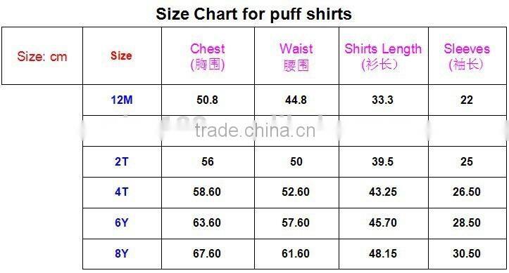 Puff shirts top for children 2000pcs in stock,Baby tank top in stock,Cheap Blouses&Tops for girls