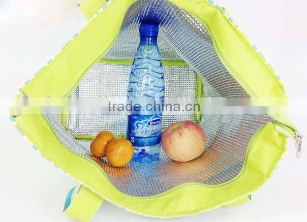 Promotional polyester cooler tote bag with front mesh pocket