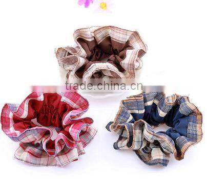 korean grid hair scrunchie fashion style