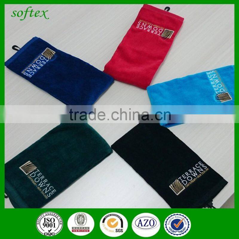 40x60cm 140g age group 100% cotton golf towel custom logo with embroidery