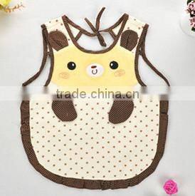 cute baby cotton apron/baby bear shape dinner apron/baby waterproof apron