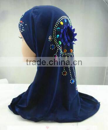 H177 small girl hijab with flower on back,new style scarf hijab