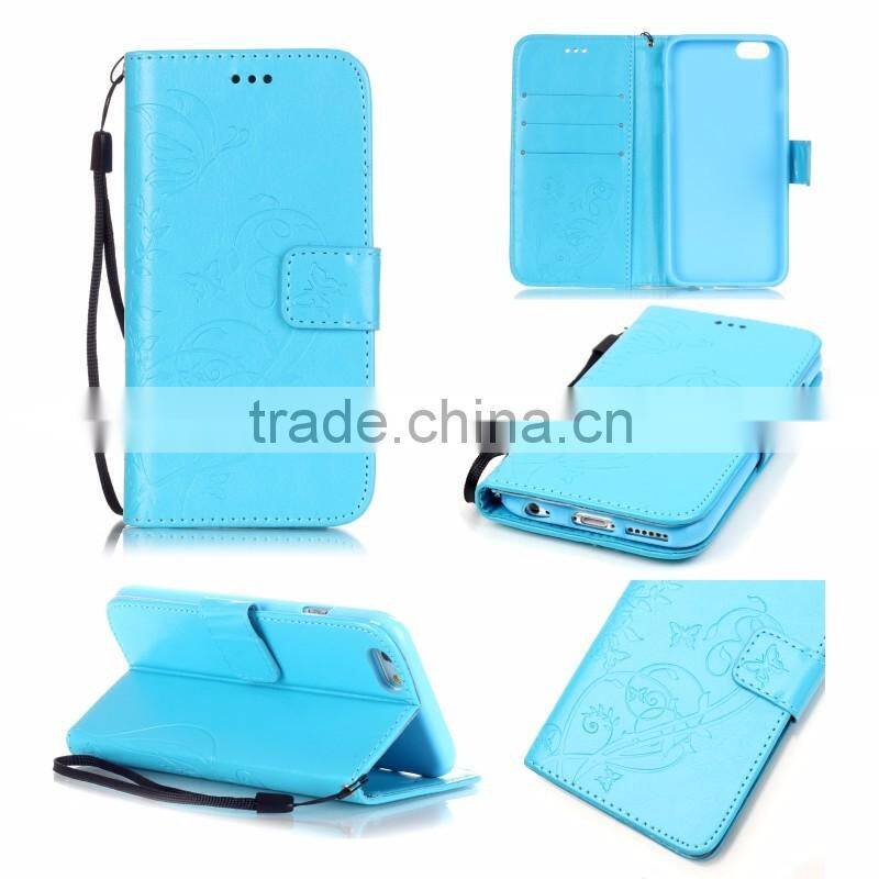 PU wallet leather case with stand with strap with inside TPU phone case for iphone 6s 6s plus