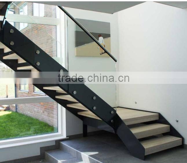 indoor iron wood straight staircase design for US decoration ---YUDI