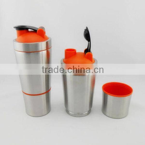 Custom Design Steel Protein Shaker,700+200ML Stainless Steel Protein Shaker Cup