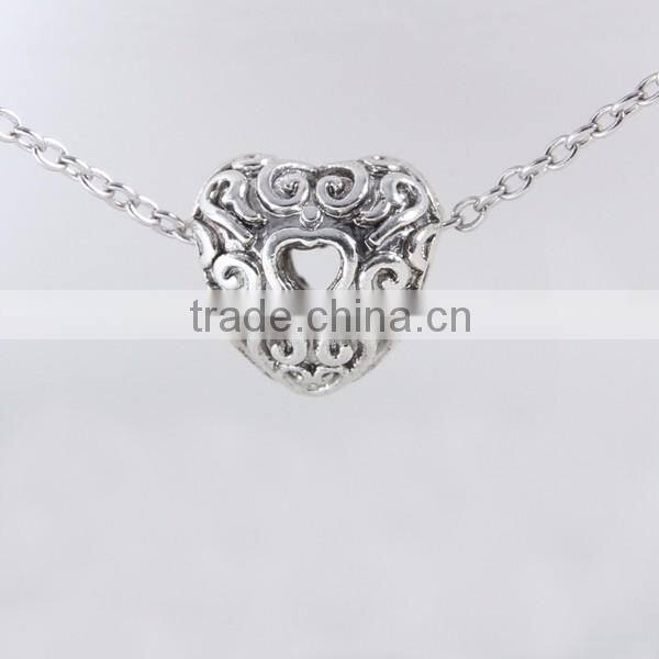 European style steling silver oxidized Heart beads