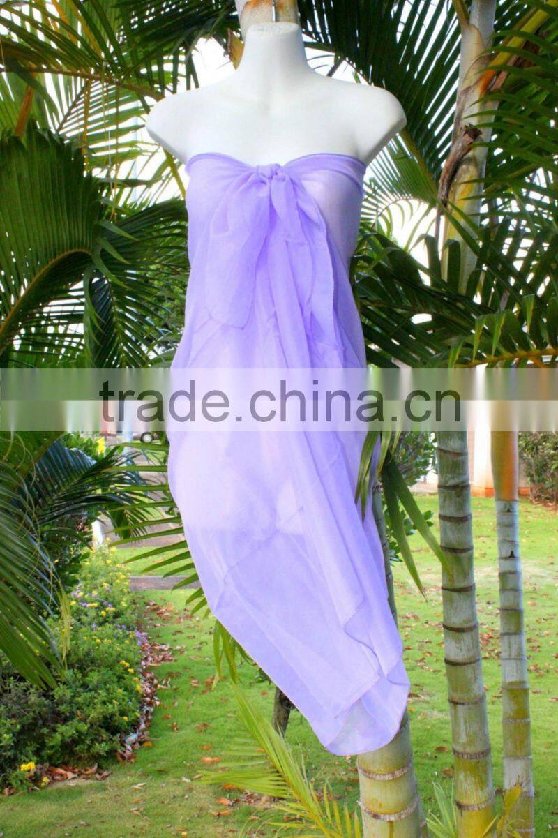 Sheer pareo solid color sarong chiffon material 100*180cm pareo sarong