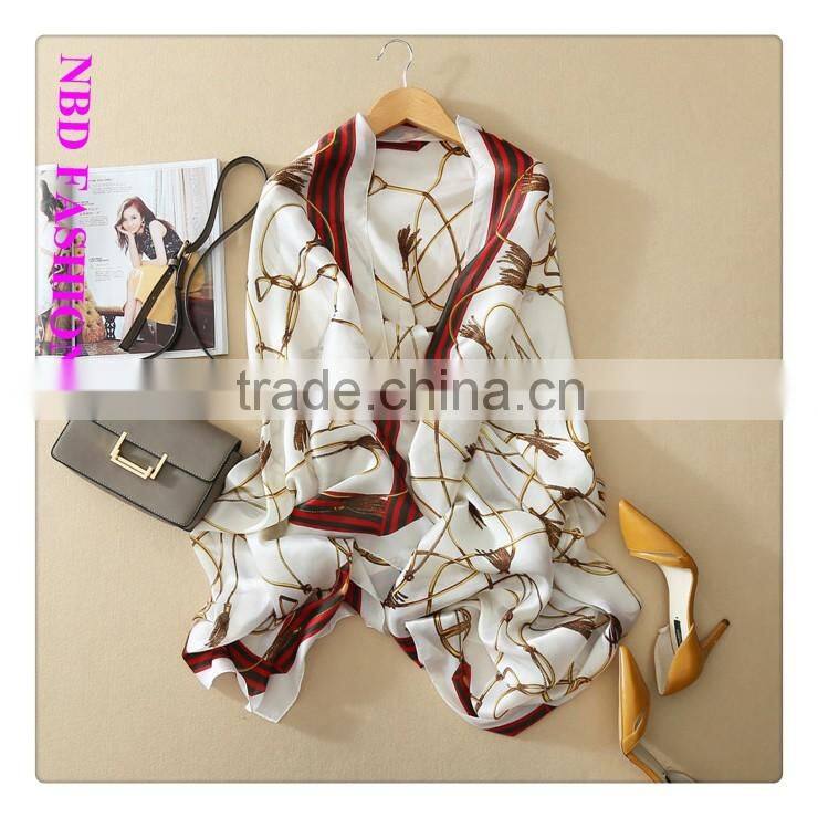 New arrival Vintage Stlye Imitated Silk Gold Chain Scarves Beach shawls