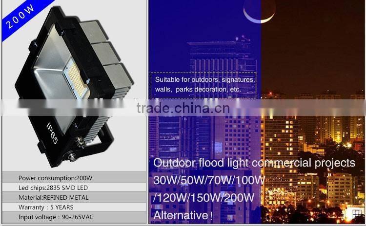 CE ROHS certifaction outdoor waterproof IP65 Meanwell driver SMD2835 110lm/w 200w led flood light