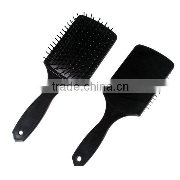 Fashional black color plastic straight denman hair brush with custom logo