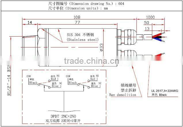 R1/2 thread Ex-proof air gas pressure switch 604