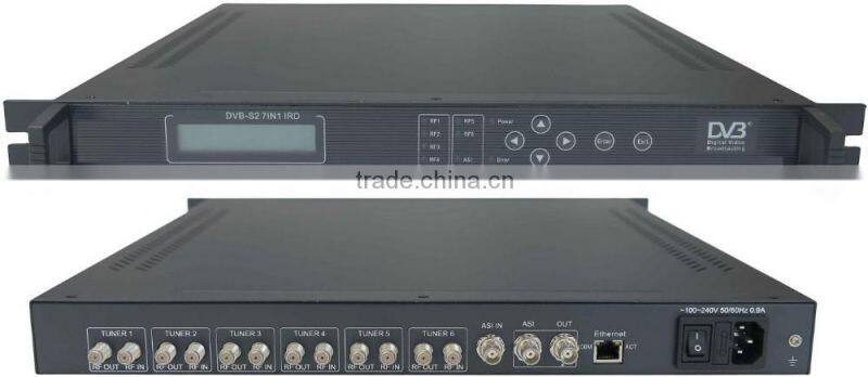 DVB-S DVB-S2 to asi 7in1 receiver (6*DVB-S DVB-S2+ASI IN,ASI out)