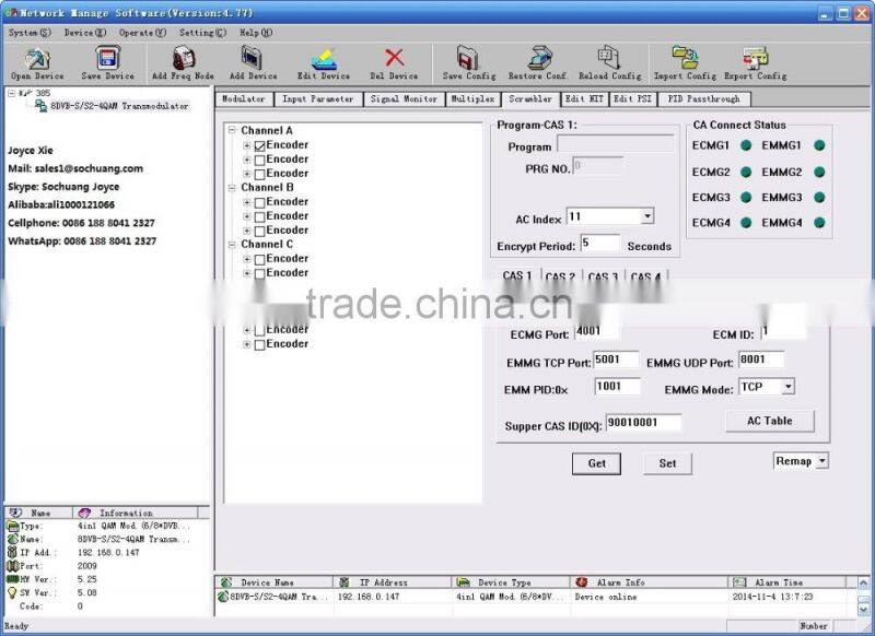 DVB-S2 to DVB-C Modulator/ Receiver Multiplexer Scrambler Modulator