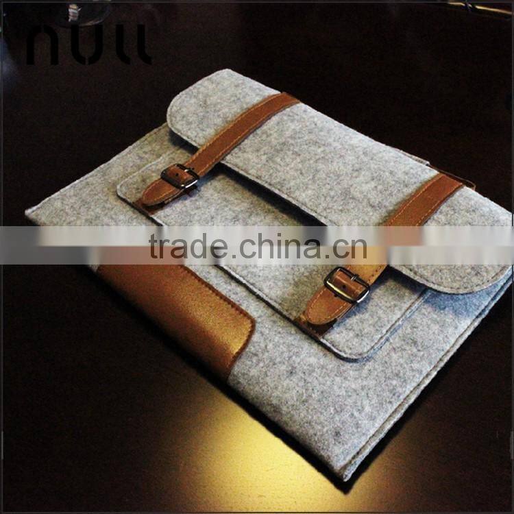 Fashion design handmade leather laptop handbag felt tote bag