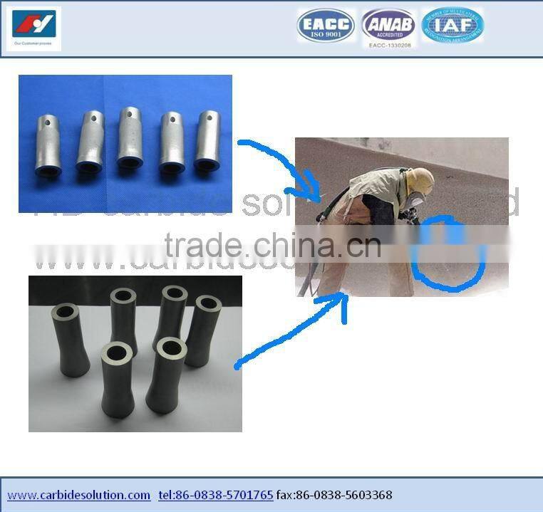 Tungsten carbide venturi sandblasting nozzles with 3/8" bore