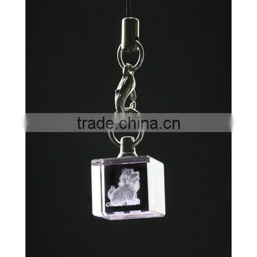 Engraved Transparent Custom Logo 3D Crystal Ball Keychain For Company Employees Christmas Gift