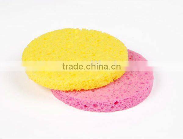 round cellulose beauty facial cleaning sponge , yellow