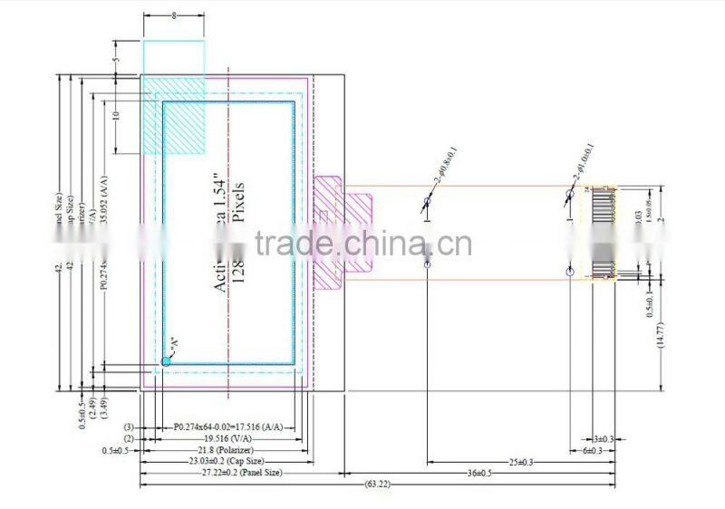 1.54 " oled display Monochrome small oled display 128X64 oled display outdoor