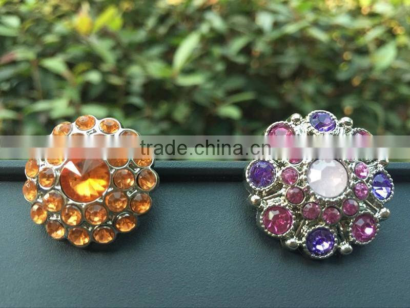 2016 rhinestone acrylic plastic colorful button sewing with shank bulk cheap high quality button flower center