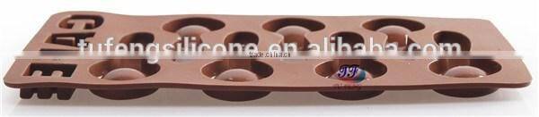 7 holes food grade silicone 3d cafe chocolate spoon mould