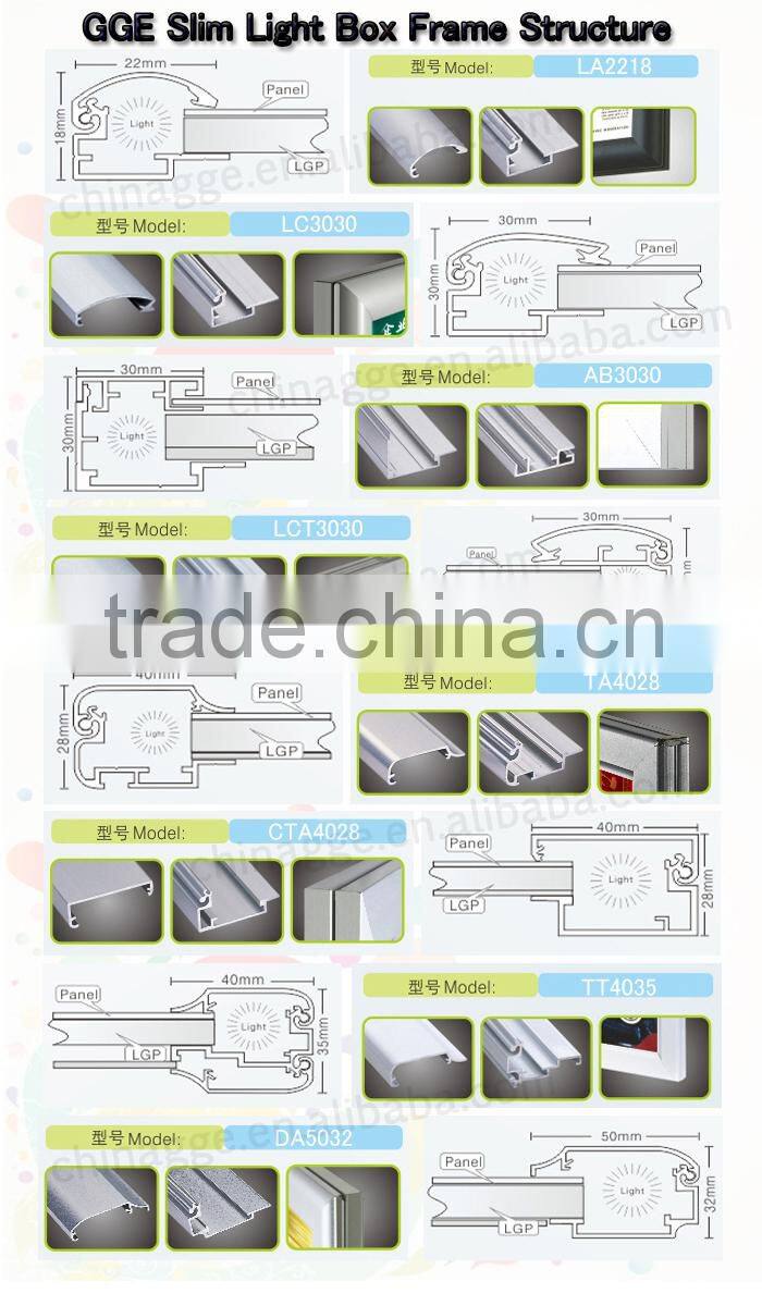Acrylic panel material and rectangle shape illuminated dynamic light box aluminum advertising lighting frame