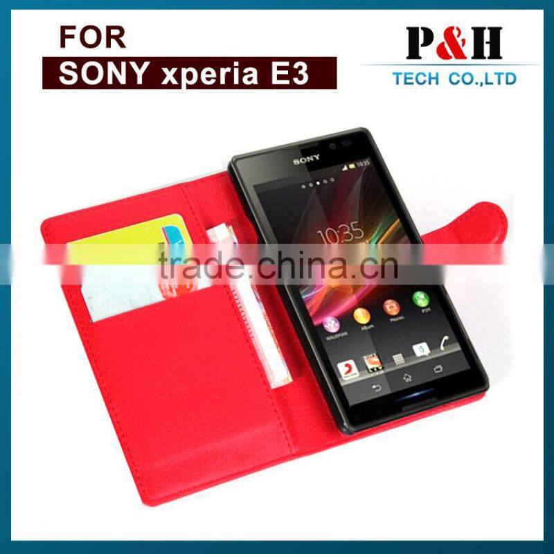 2015 Black Slim Black Hard Cover Flip Mobile Phone Case For Sony Xperia e3