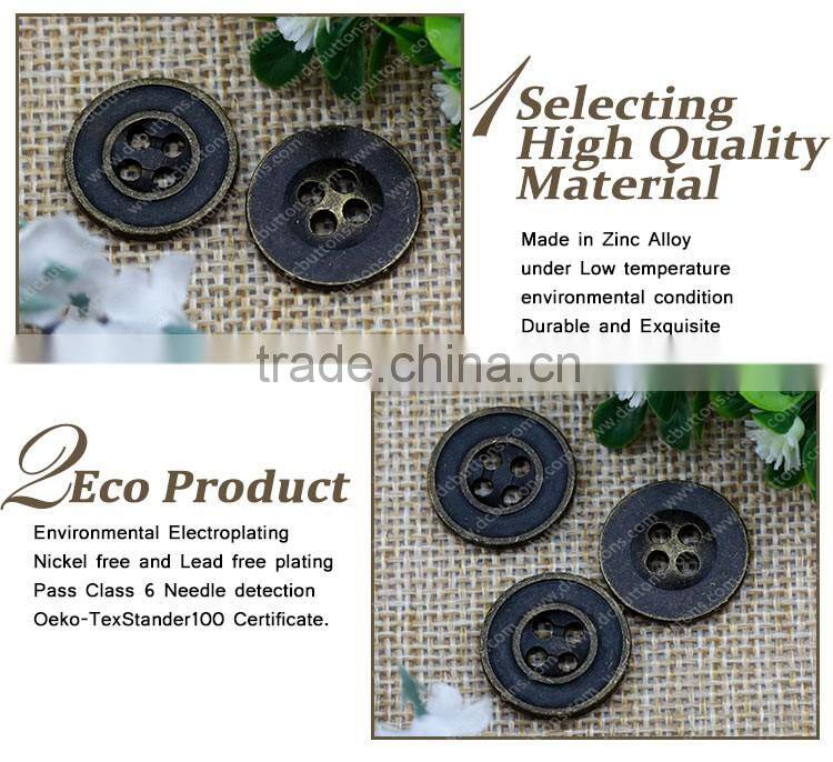 Logo Customized 4 Hole Metal Button for Coat